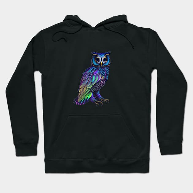holographic colorful cute OWL Hoodie by halazidan